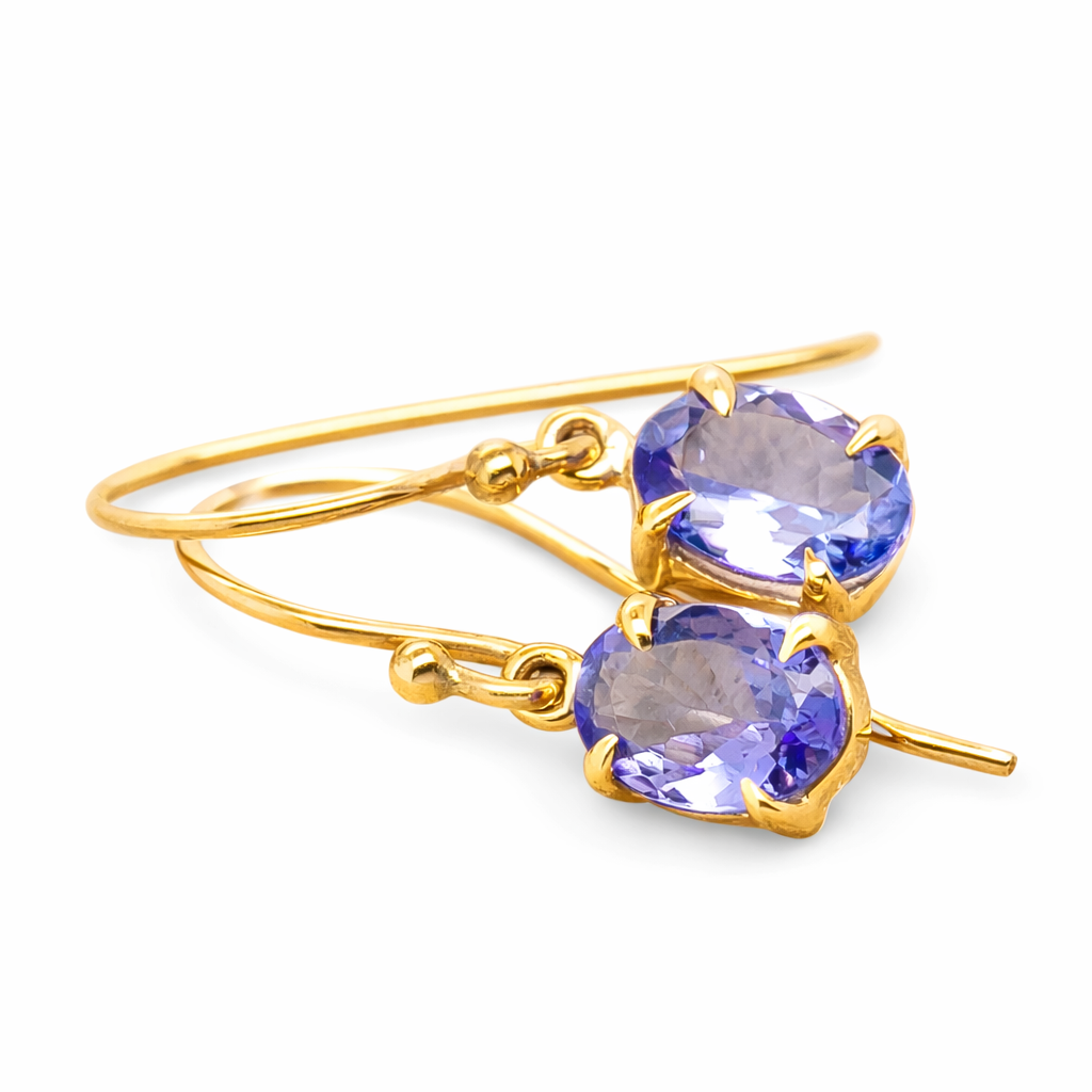 Yellow Gold & Tanzanite Drop Earrings