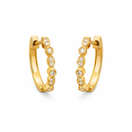 9ct Yellow Gold Round & Marquise Shape Diamond Hoop Earrings
