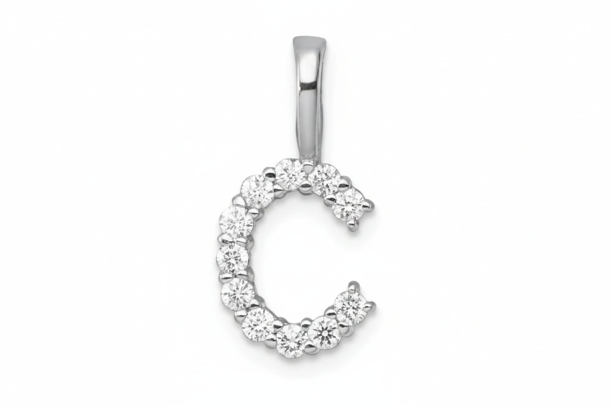 9ct White Gold Initial C Slider