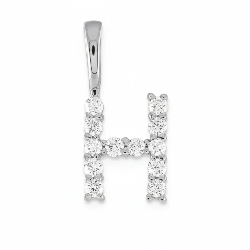 9ct White Gold Initial H Slider