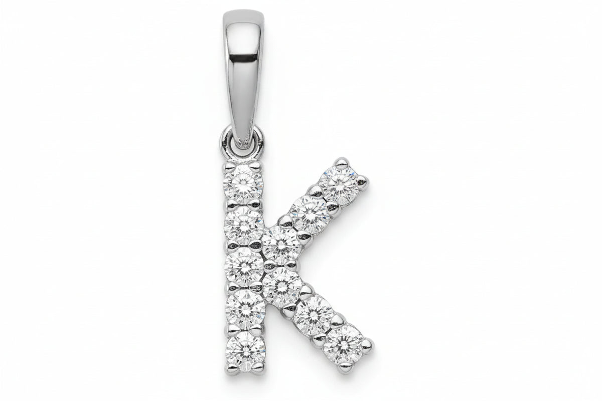 9ct White Gold Initial K Slider