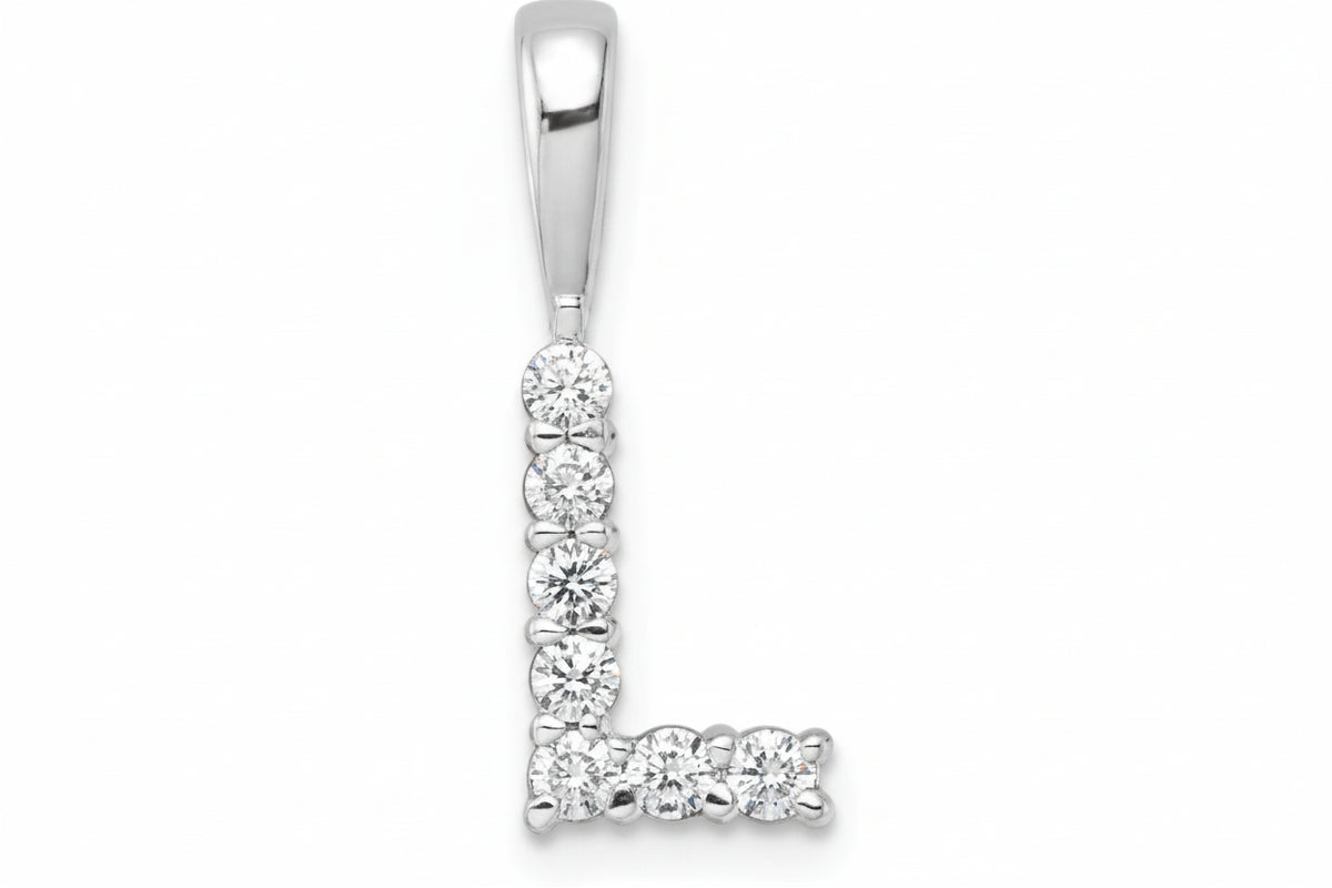 9ct White Gold Initial L Slider