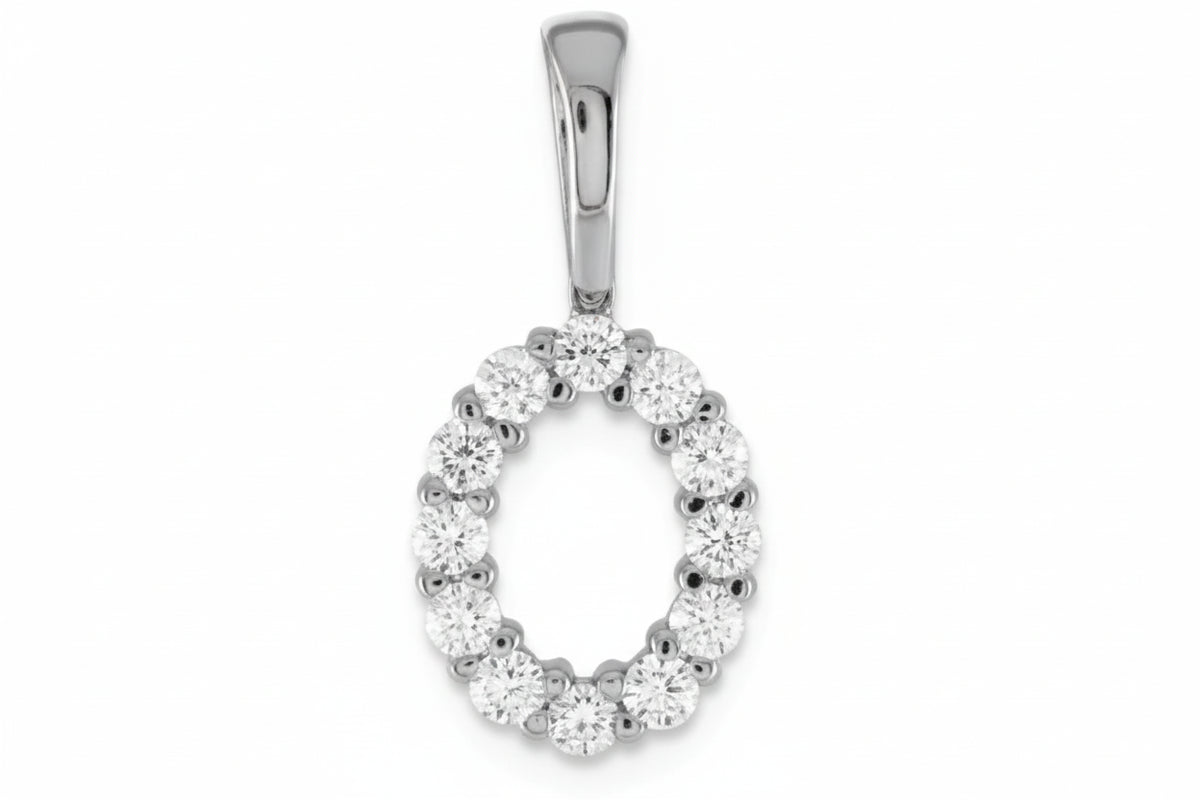 9ct White Gold Initial O Slider