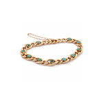 Original Antique Victorian 9ct Rose Gold & Turquoise Curb Link Bracelet - c.1880’s