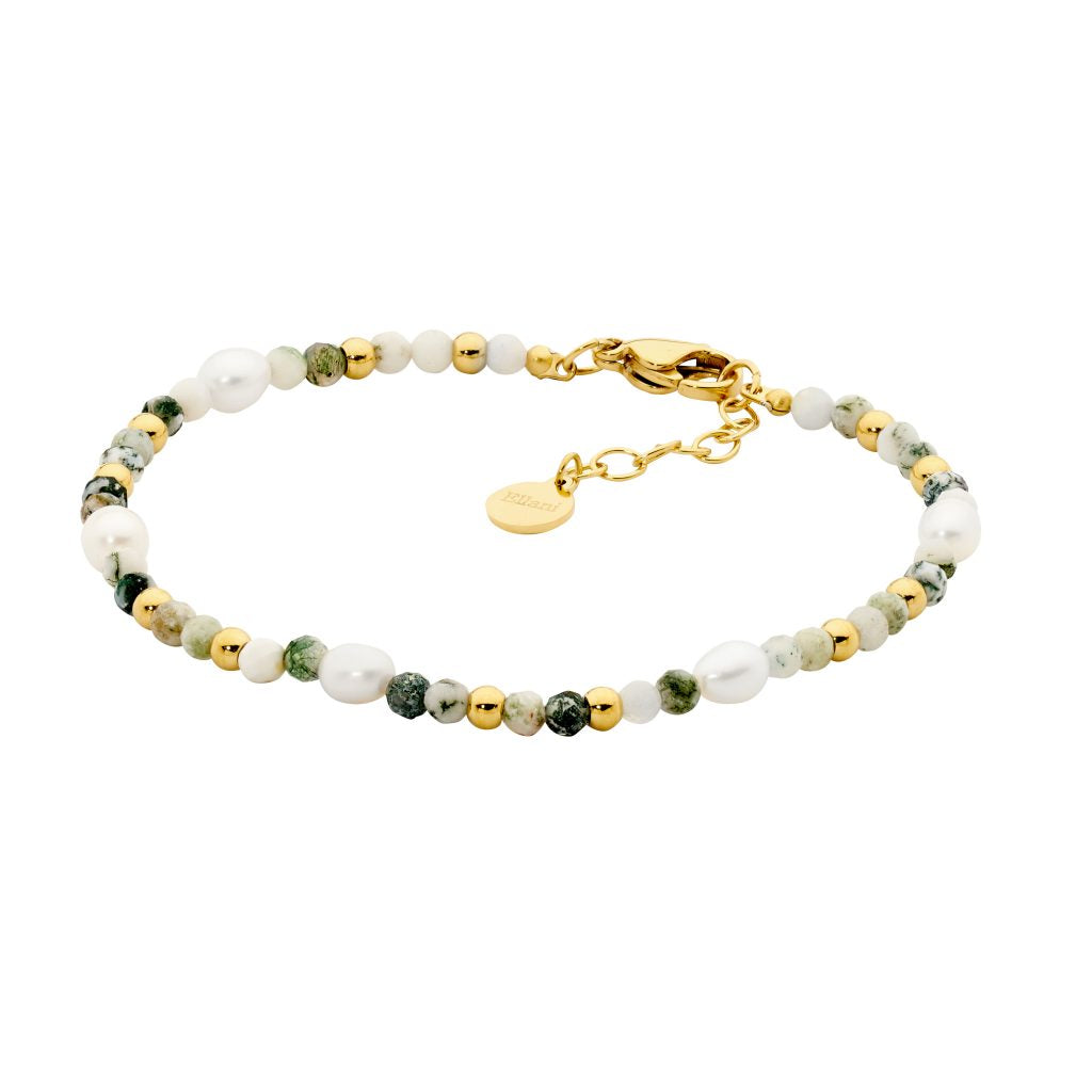 Tree Agate and Freshwater Pearl Bracelet- SB207