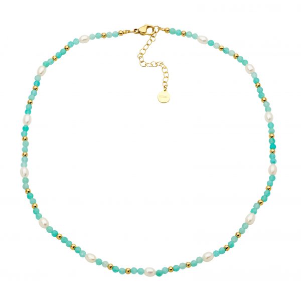 Amazonite and Freshwater Pearl Necklace-SP135