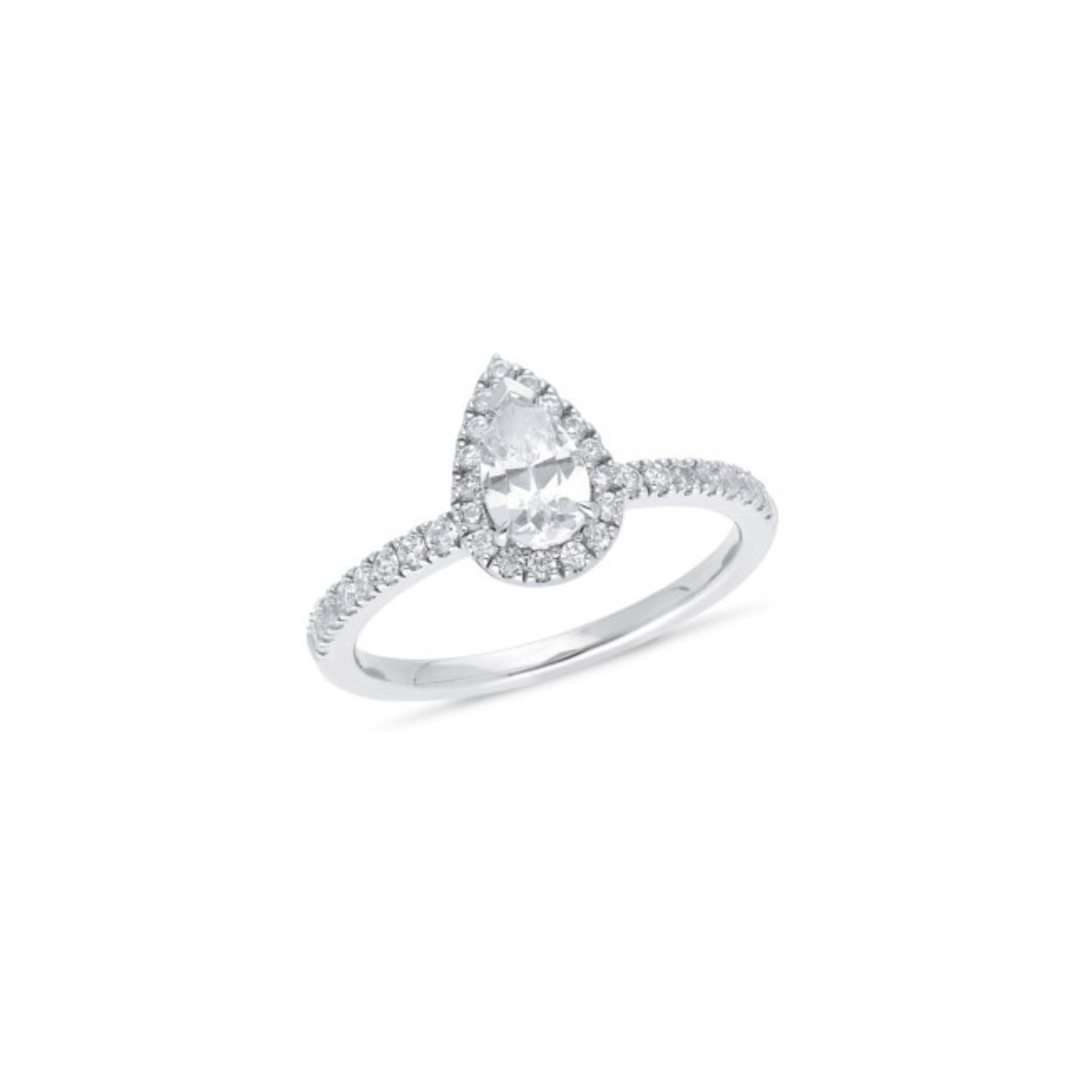 18ct White Gold 1.00ct Pear Shaped Diamond Solitaire Engagement Ring