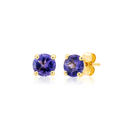 9k Yellow Gold Tanzanite Solitaire Stud Earrings