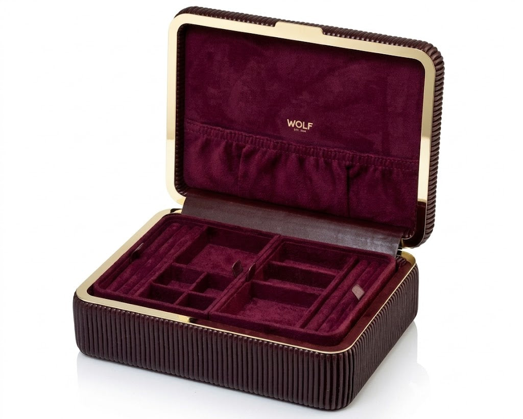 WOLF Bella Medium Jewellery Box in Bordeaux