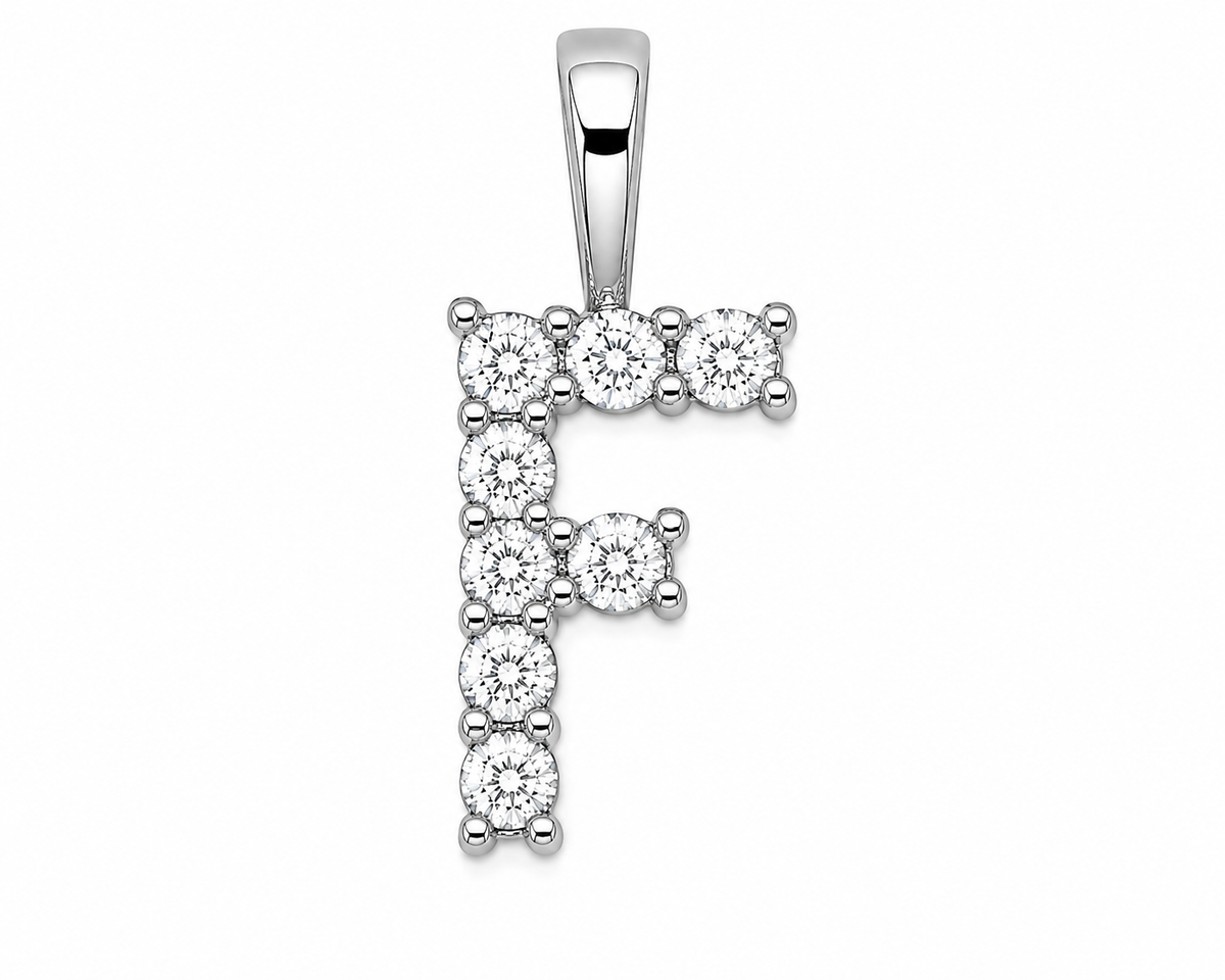 9ct White Gold 0.13ct Initial Diamond Pendants