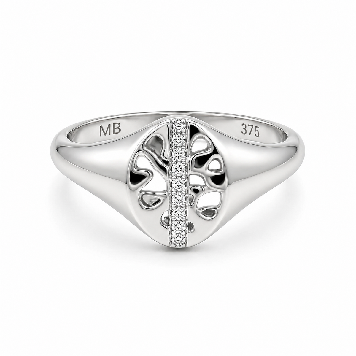 9ct White Gold & Diamond ‘Isabella’ Oval Signet Ring