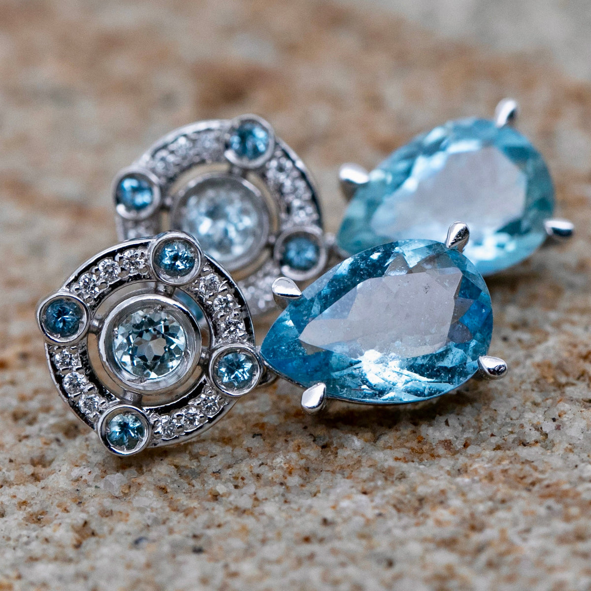 Aquamarine & Diamond 'Art Deco' Earrings - Markbridge Jewellers