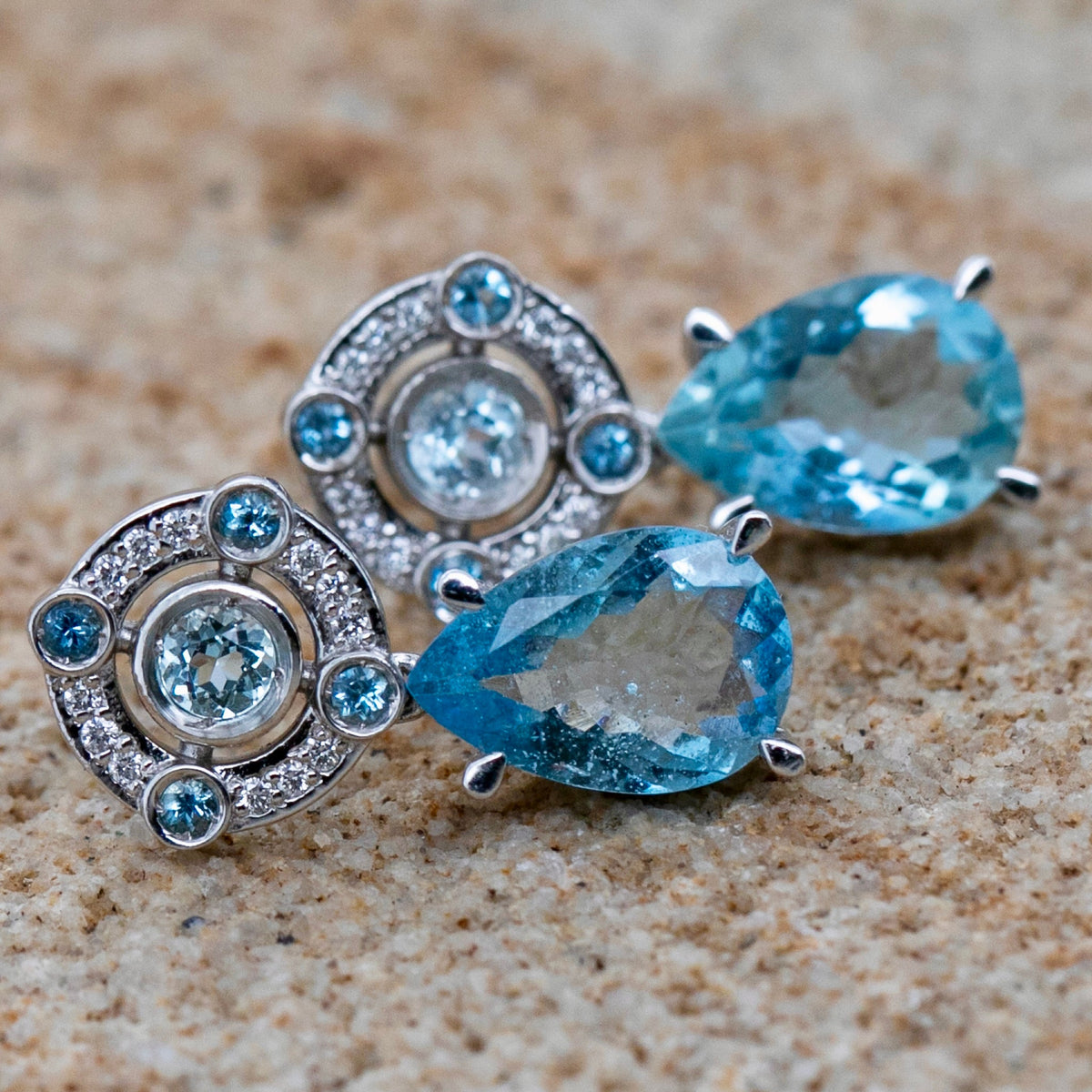 Aquamarine & Diamond 'Art Deco' Earrings - Markbridge Jewellers