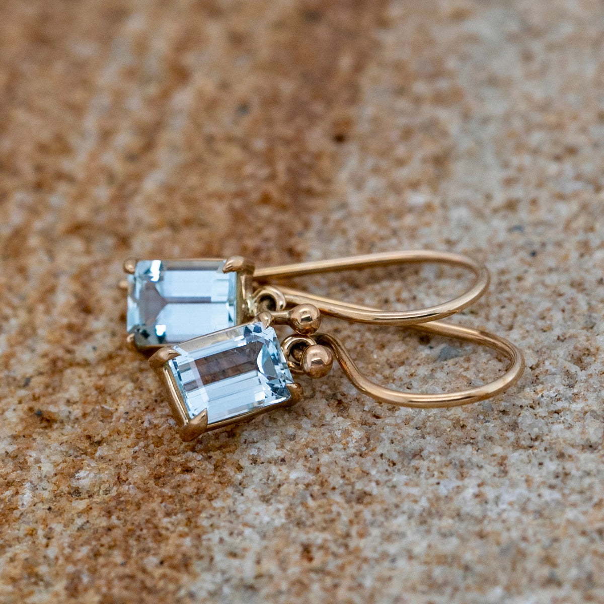 Aquamarine Emerald Cut Drop Earrings - Markbridge Jewellers