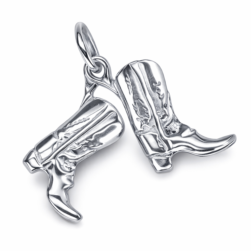 Sterling Silver Cowboy Boots Charm