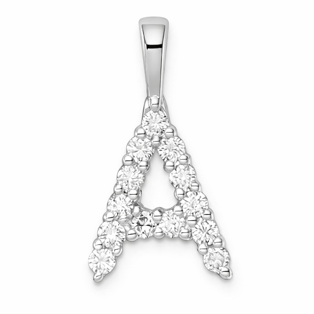9ct White Gold Initial A Slider
