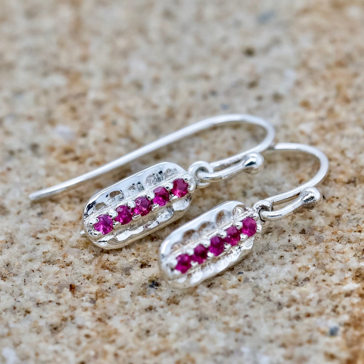 Bays Collection Pink Sapphire Oblong Earrings - Markbridge Jewellers