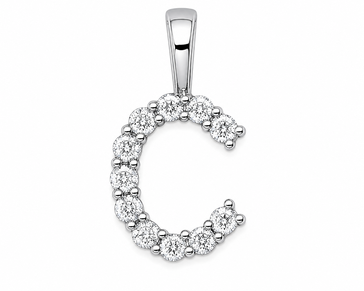9ct White Gold 0.13ct Initial Diamond Pendants