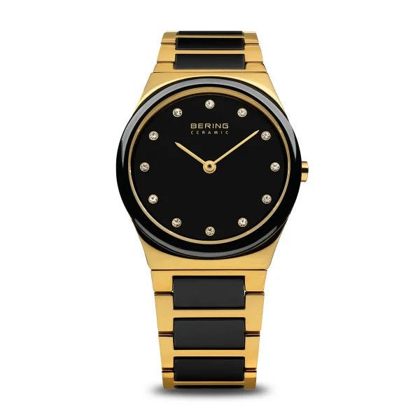 Bering Ceramic Polished Gold/Black Ladies Watch - Markbridge Jewellers