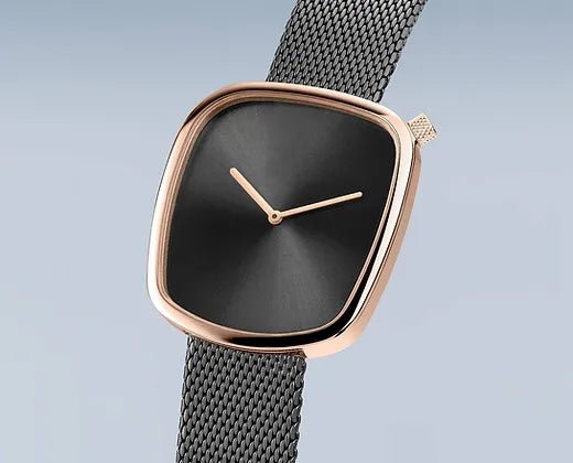 Bering Pebble Polished Rose Gold & Grey Ladies Watch - Markbridge Jewellers