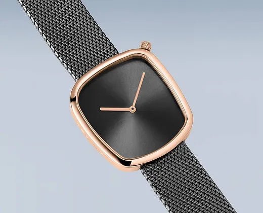 Bering Pebble Polished Rose Gold & Grey Ladies Watch - Markbridge Jewellers