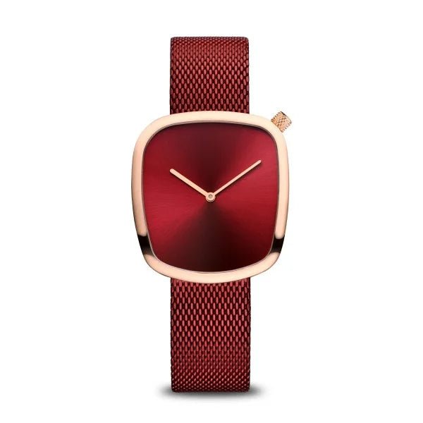 Bering Pebble Polished Rose Gold & Red Ladies Watch - Markbridge Jewellers