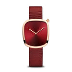 Bering Pebble Polished Rose Gold & Red Ladies Watch - Markbridge Jewellers