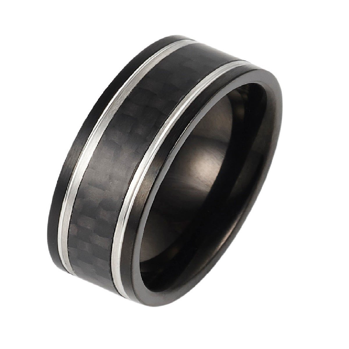 Black Carbon Fibre Inlay Ring - Markbridge Jewellers