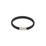Black Italian Leather & Stainless Steel Bracelet - Markbridge Jewellers