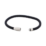 Black Leather /Stainless Steel Bracelet - Markbridge Jewellers