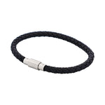 Black Leather /Stainless Steel Bracelet - Markbridge Jewellers