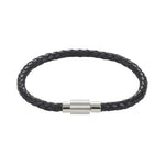 Black Leather /Stainless Steel Bracelet - Markbridge Jewellers