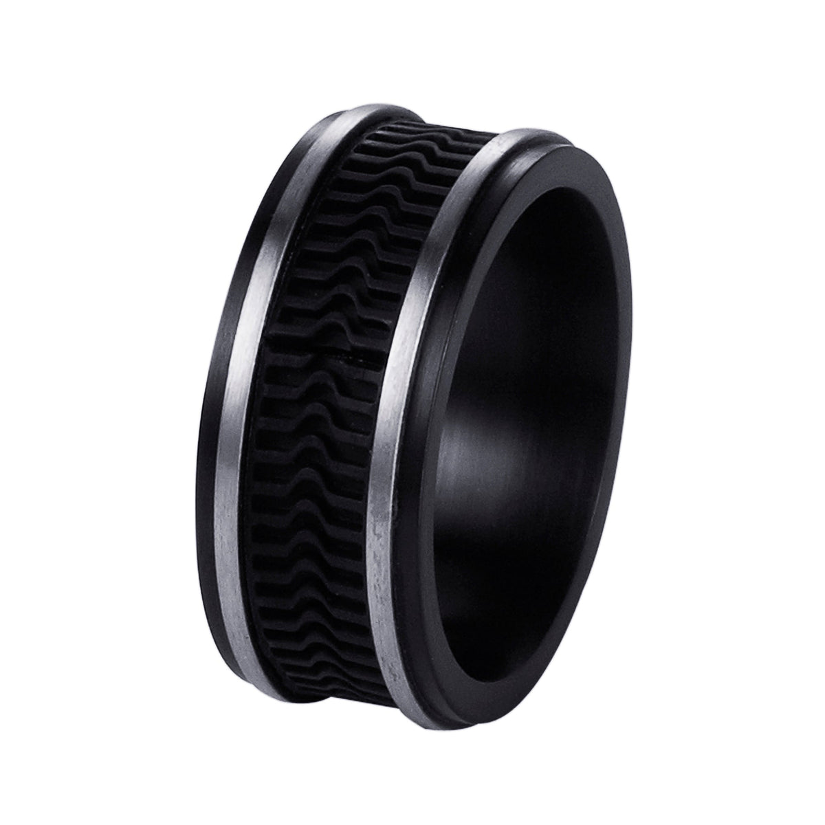 Black & Rubber Tread Ring - Markbridge Jewellers