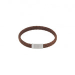 Brown Italian Leather & Stainless Steel Bracelet - Markbridge Jewellers