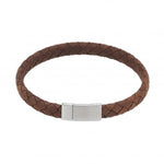 Brown Italian Leather & Stainless Steel Bracelet - Markbridge Jewellers