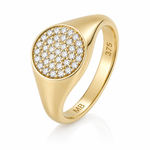 9ct Yellow Gold Diamond Pave Signet Ring