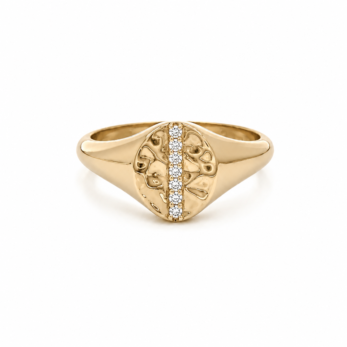 Yellow Gold & Diamond ‘Isabella’ Oval Signet Ring