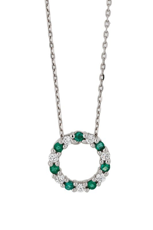 Circle Slider Pendant Emerald and Diamond