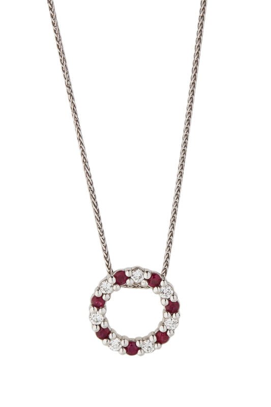 Ruby & Diamond Circle Pendant