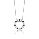 9ct White Gold Black & White Diamond 0.16ct Circle Pendant