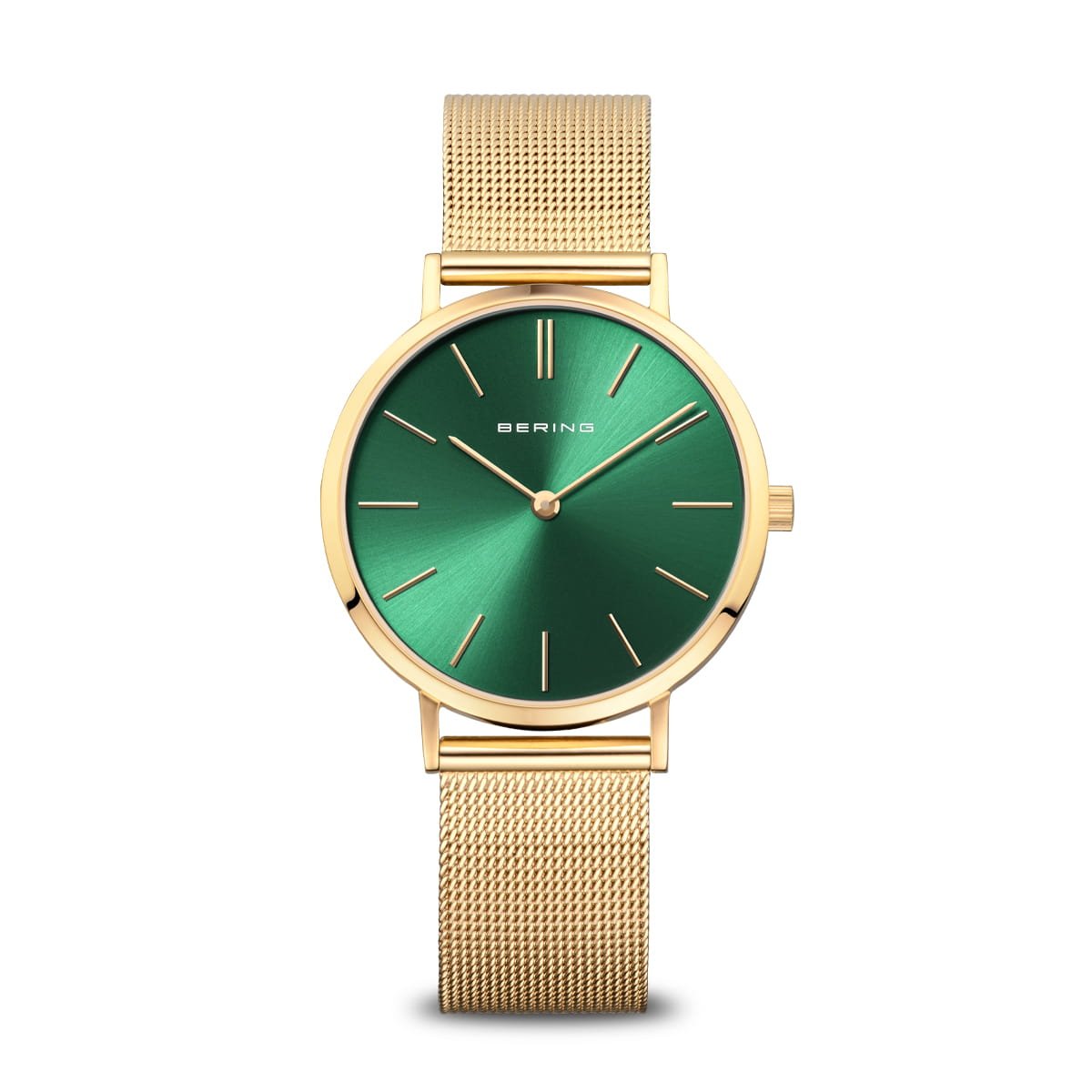 Bering Classic Green and Gold Mesh Watch