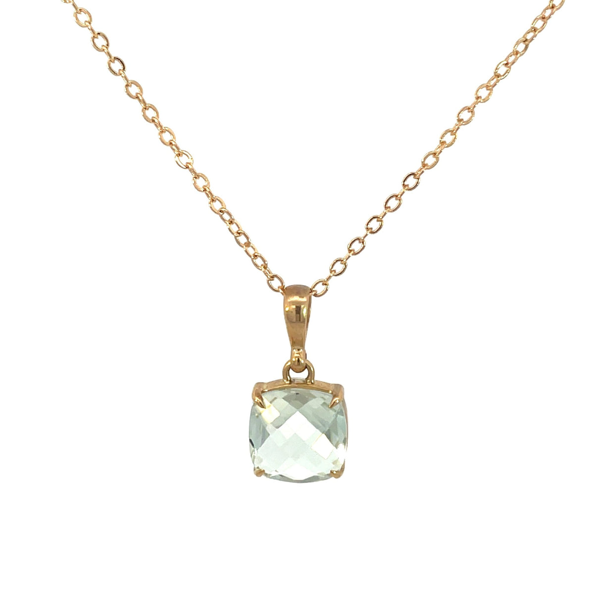 Cushion Cut Green Amethyst Pendant - Markbridge Jewellers