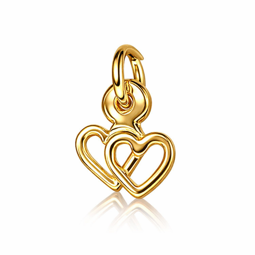 9ct Yellow Gold Twin Hearts Charm