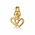 9ct Yellow Gold Twin Hearts Charm