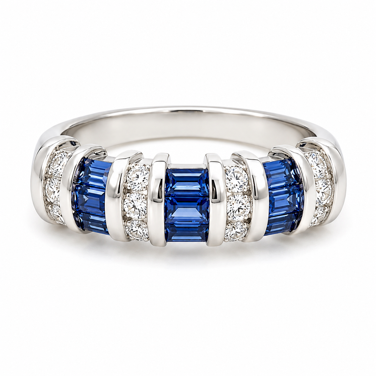 18ct White Gold Sapphire & Diamond Dress Ring