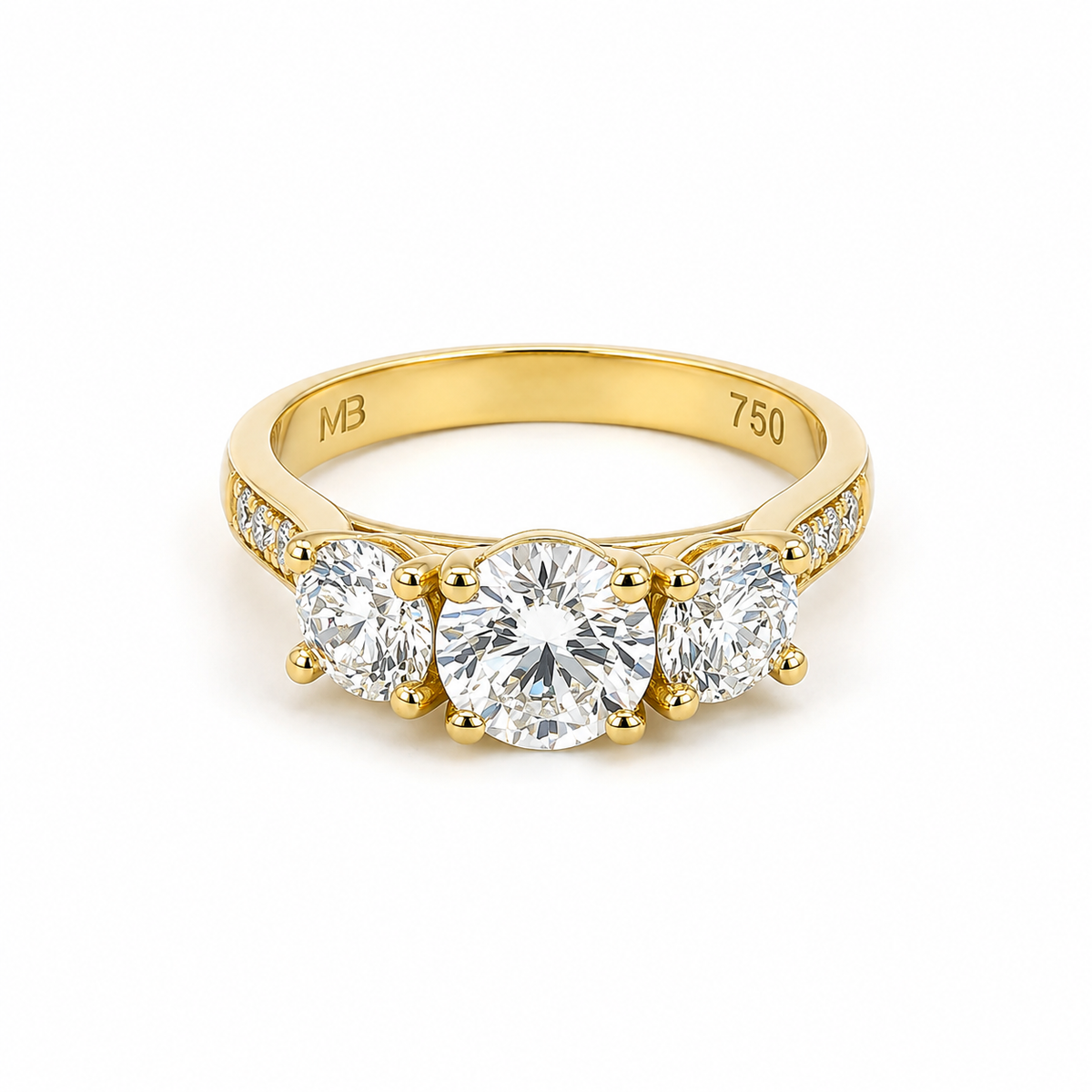 Three Stone Lab Grown Diamond Engagement Ring