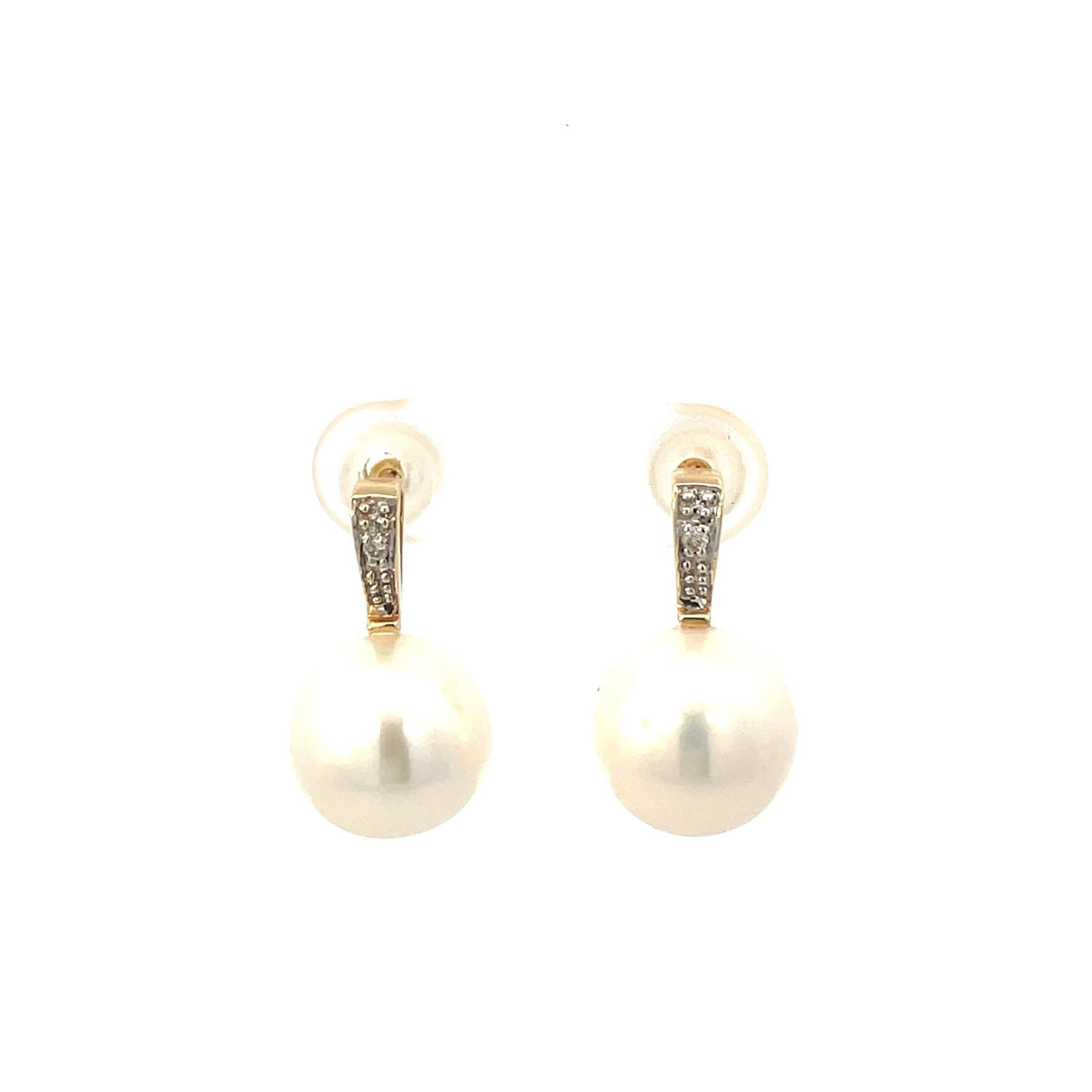 Diamond and Pearl Stud Drop Earrings - Markbridge Jewellers