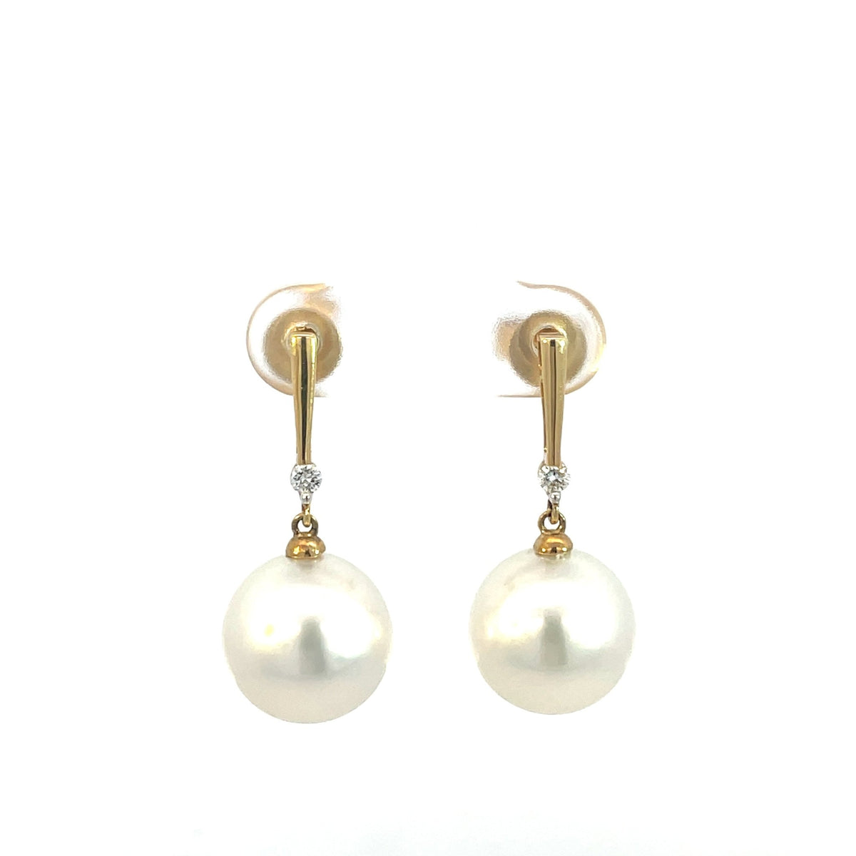 Diamond and Pearl Stud Drop Earrings - Markbridge Jewellers