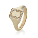 9ct Yellow Gold Diamond Rectangle Signet Ring