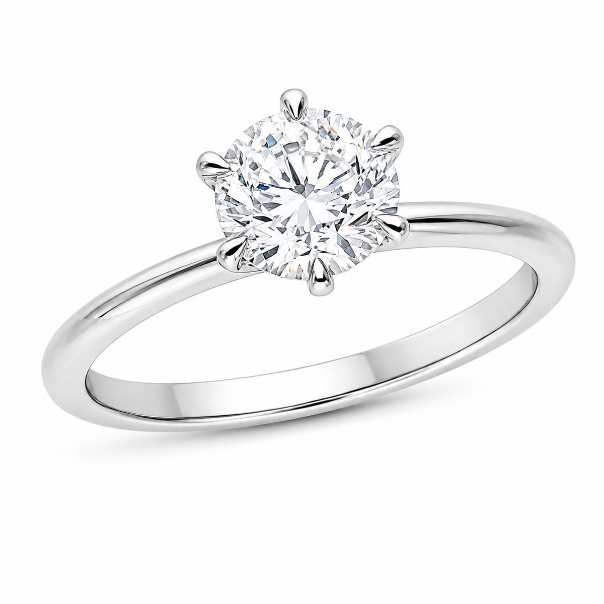 18ct White Gold 1.00ct Round Brilliant Cut Diamond Solitaire Engagement Ring